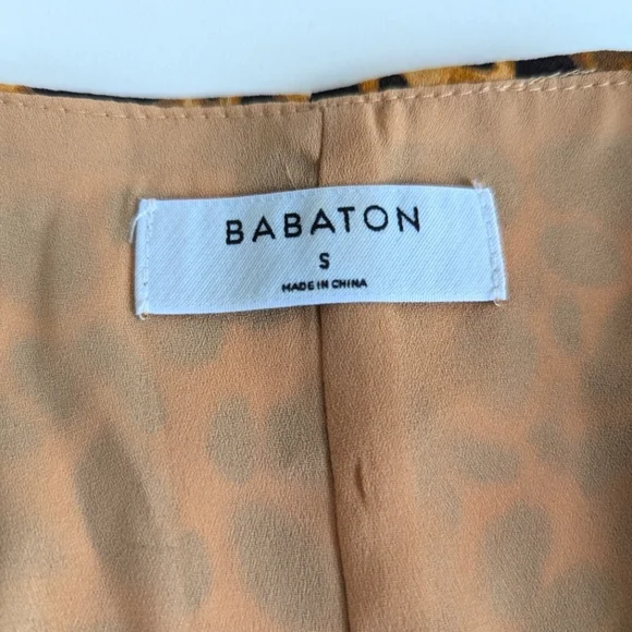 Babaton Wallace Cheetah Print Short Sleeve Lined Mini Wrap Dress Amber Blk- sz S - Picture 7 of 11